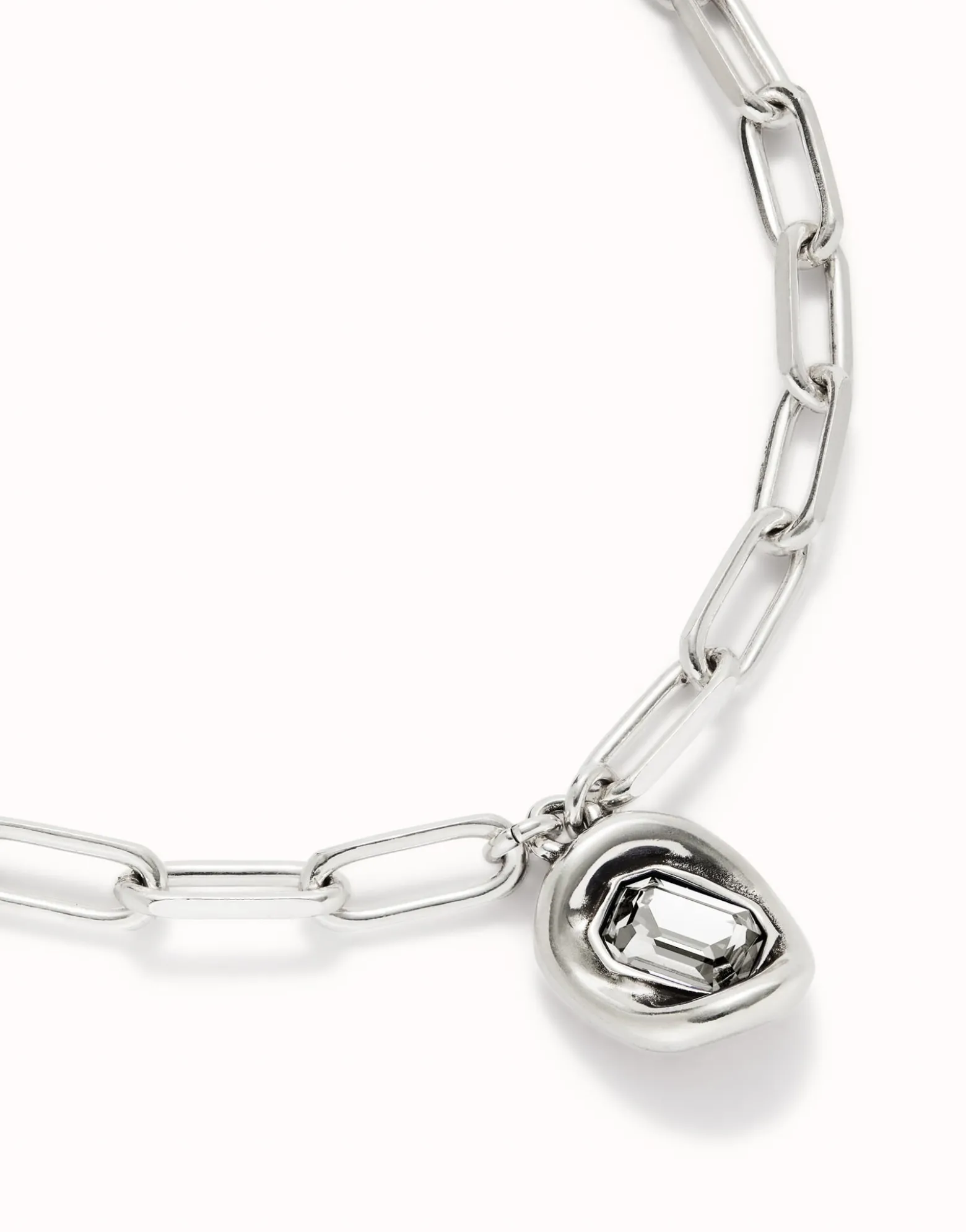 Short link chain pendant necklace white crystal