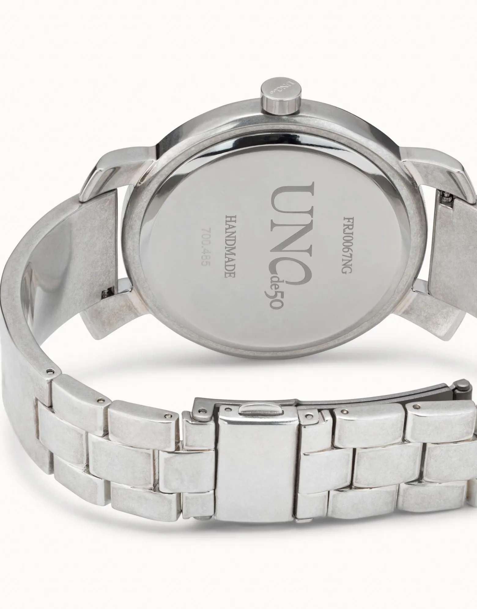 Silver plated watch with black dial