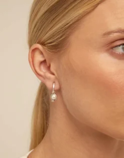 Single Hoop Charm With A Pearl