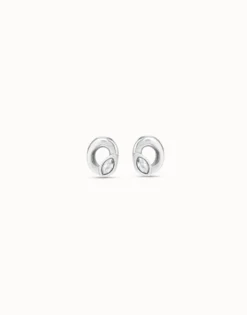 Stud oval earrings with light grey crystal