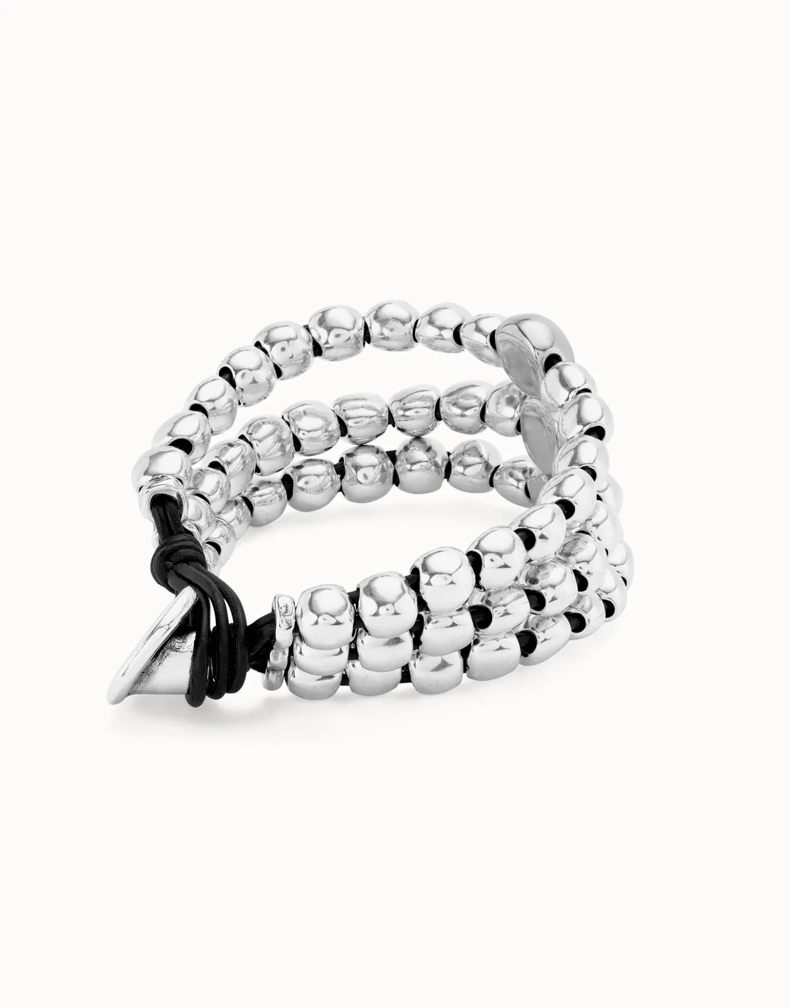 Three strand beaded leather bracelet