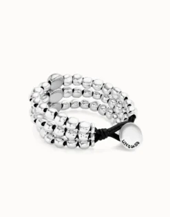 Three strand beaded leather bracelet