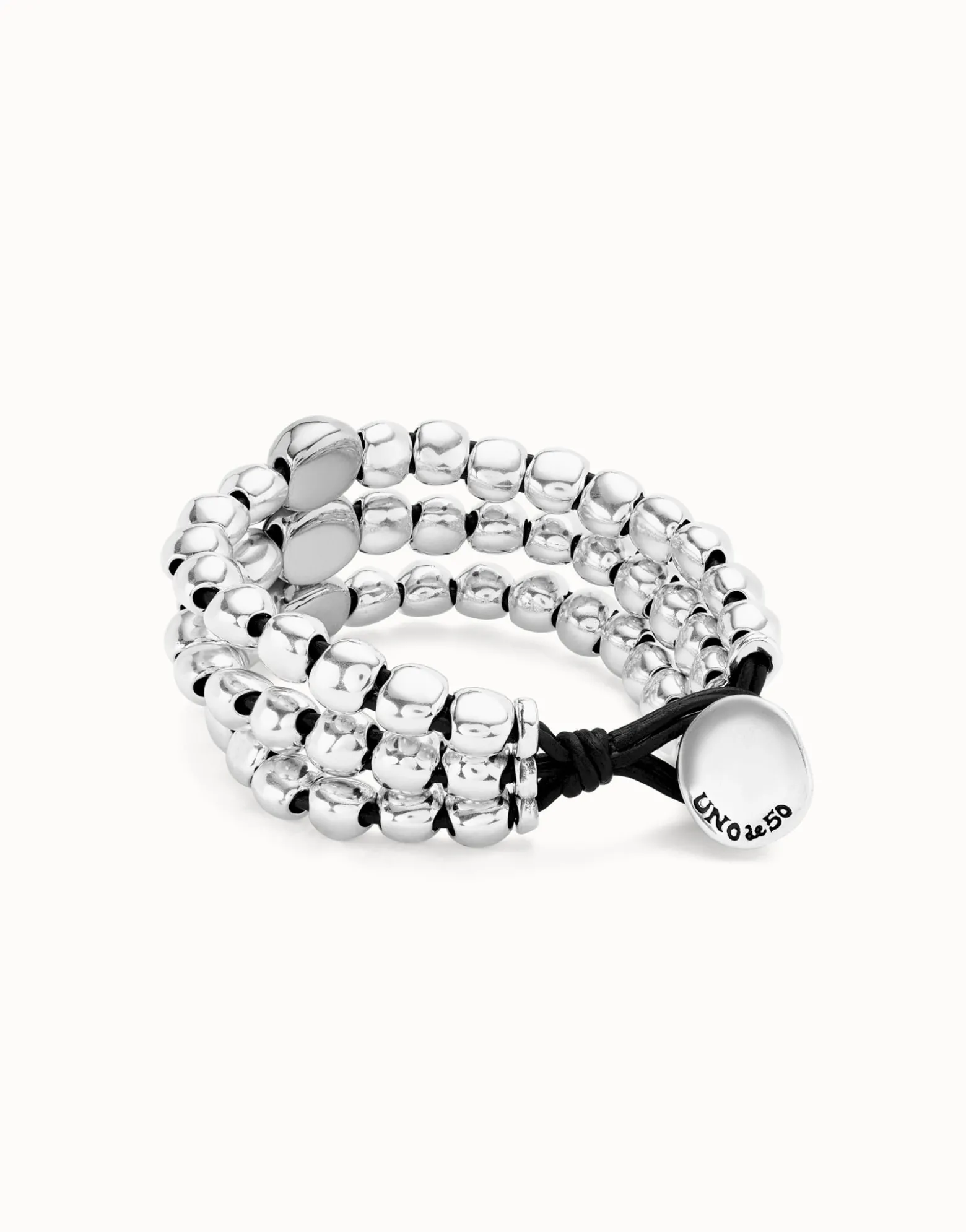 Three strand beaded leather bracelet