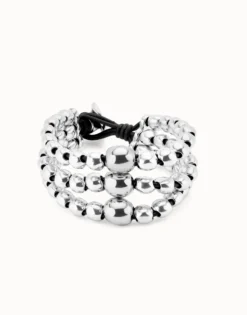 Three strand beaded leather bracelet