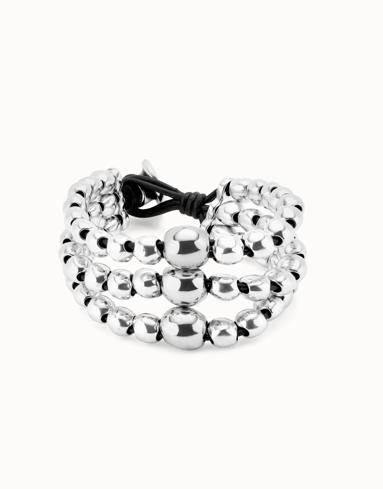 Three strand beaded leather bracelet