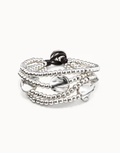 Three strand leather beaded bracelet