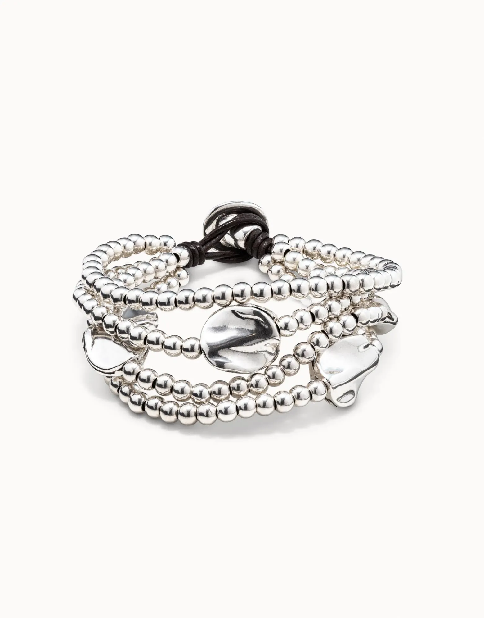 Three strand leather beaded bracelet