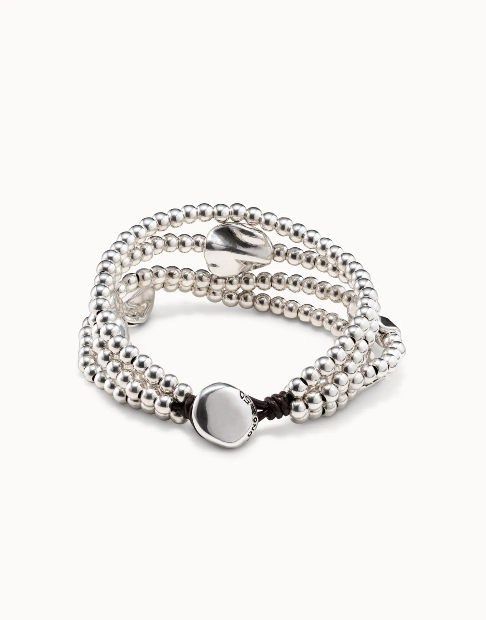 Three strand leather beaded bracelet