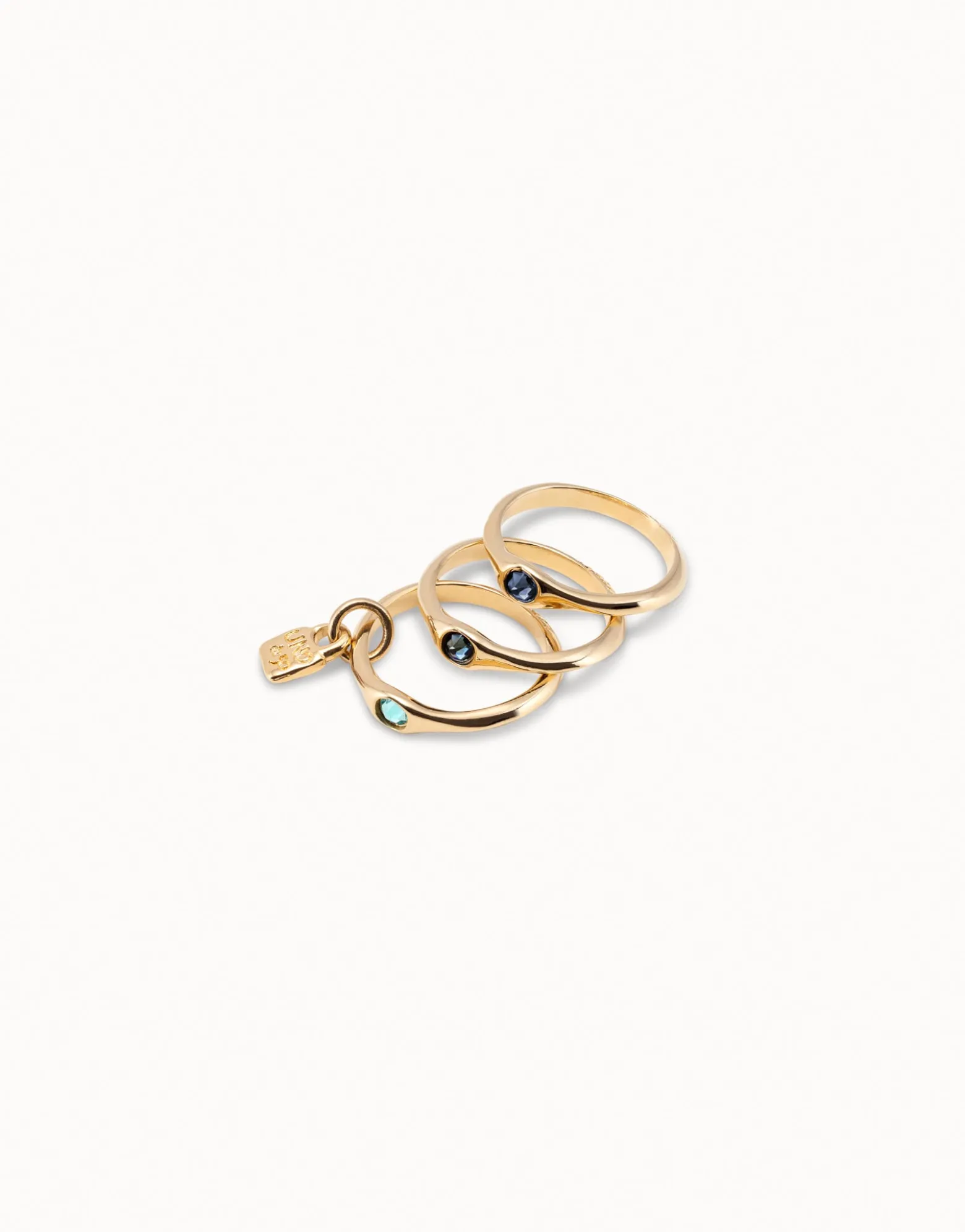 Triple ring with blue crystals