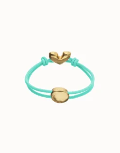Turquoise elastic thread bracelet with heart charm