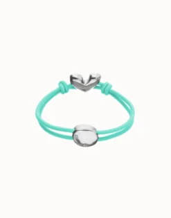 Turquoise elastic thread bracelet with heart charm