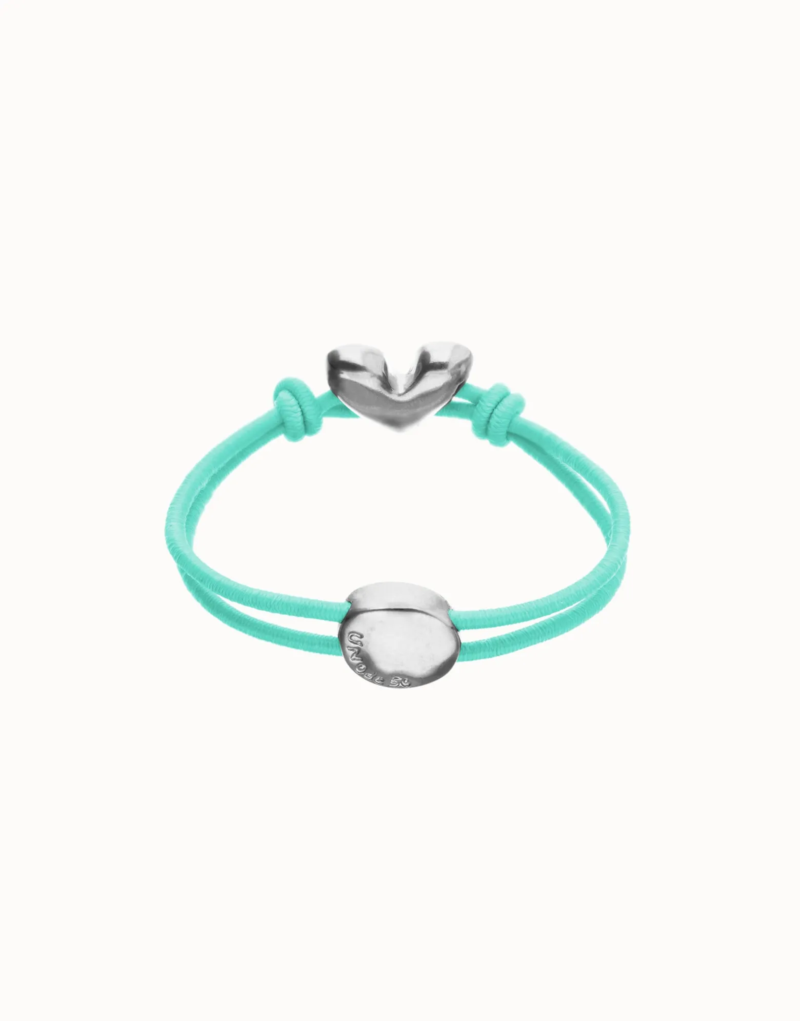 Turquoise elastic thread bracelet with heart charm