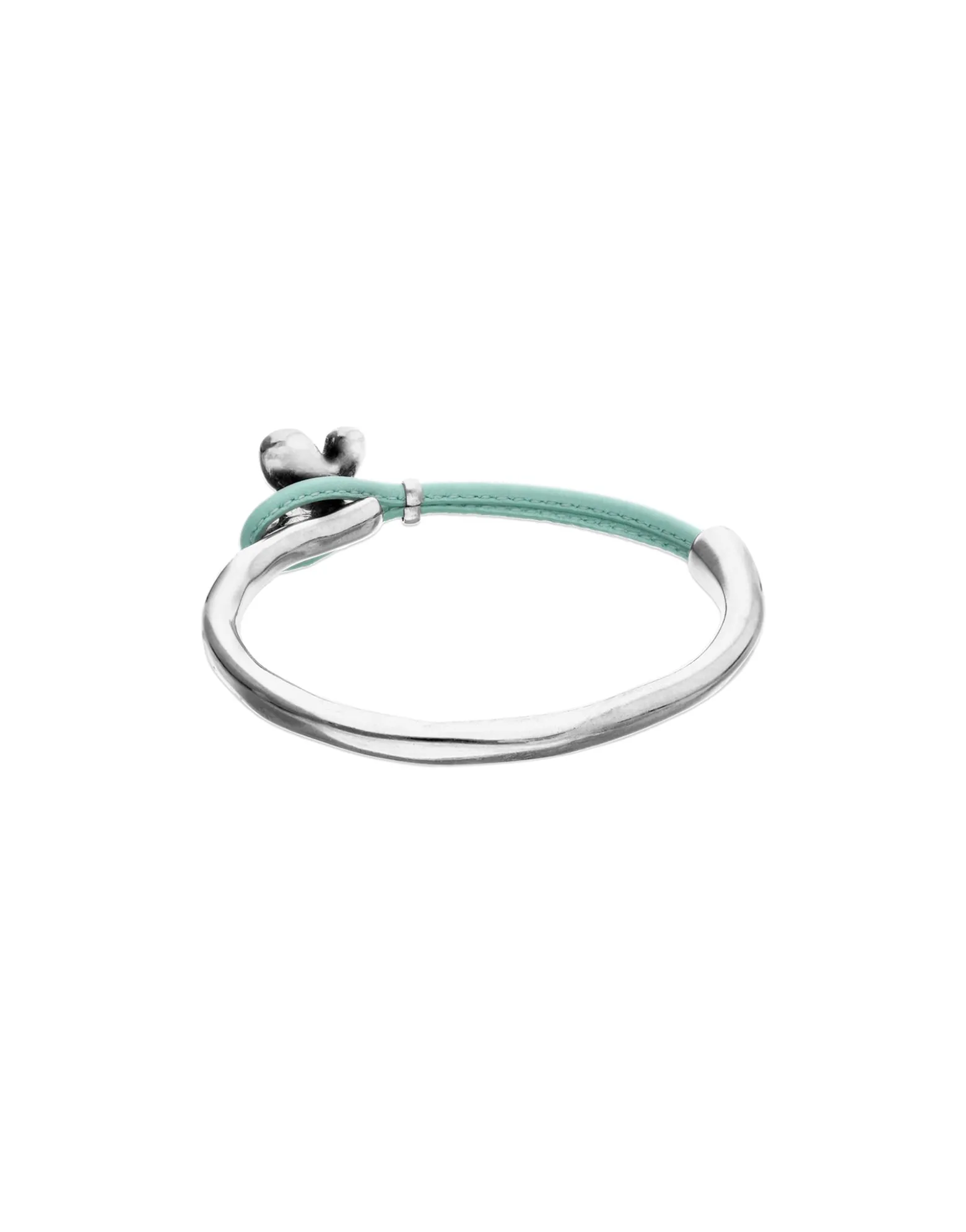 Turquoise leather bracelet with butterfly ornament
