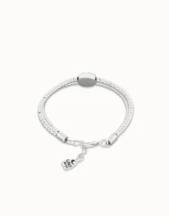 Two-strand beaded bracelet with an eye-shaped charm