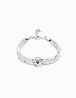 Two-strand beaded bracelet with an eye-shaped charm