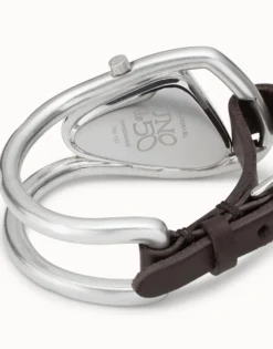 Watch with leather and metal