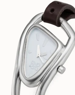 Watch with leather and metal